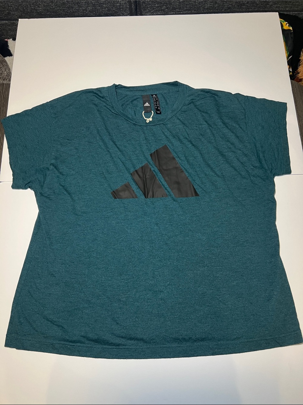 adidas Teal Short Sleeve Logo Tee with Black Emblem
